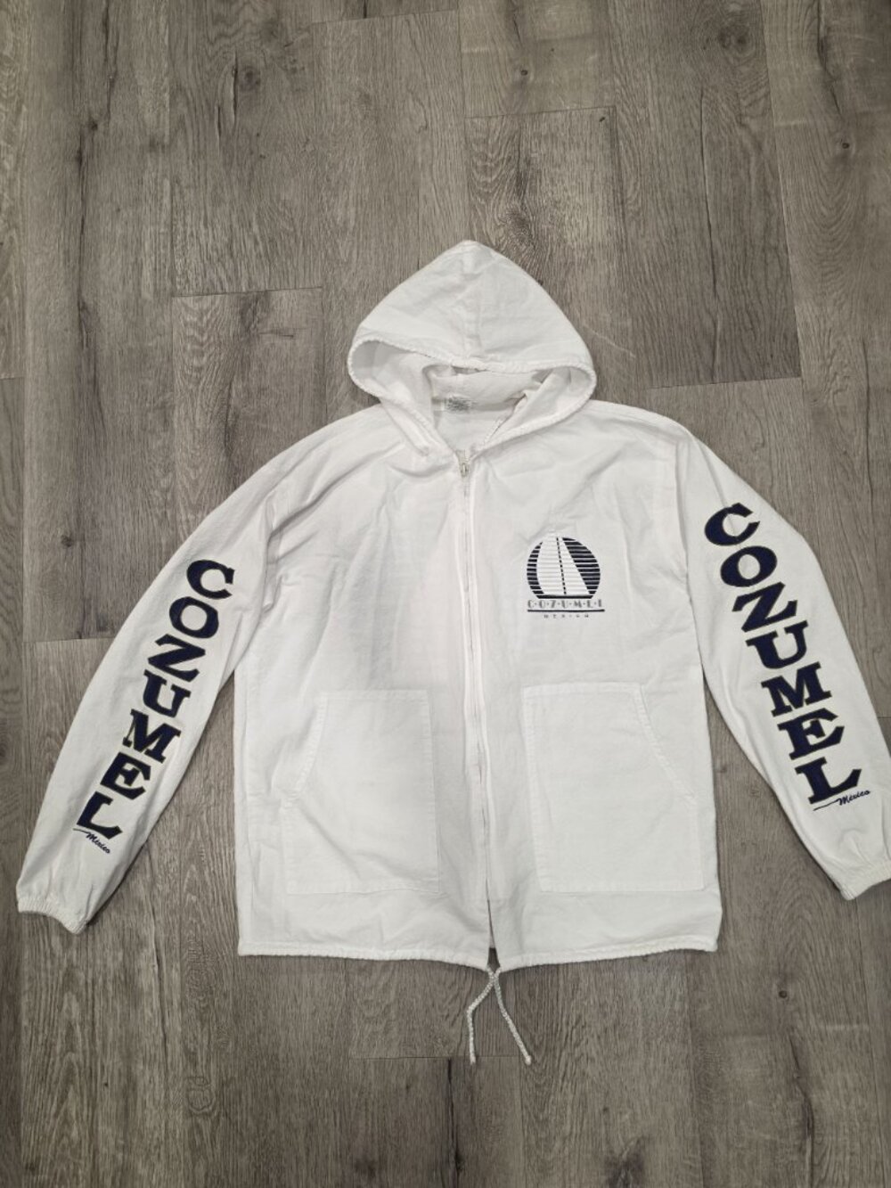 Vintage La Iguana Cozumel Mexico Hooded Zip-Up Jacket With Pockets & Sailboat - Picture 6 of 6